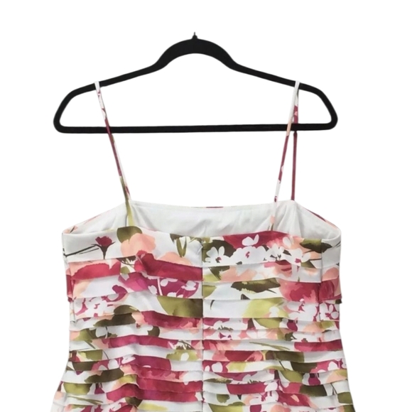 Size 16 Dressbarn Summer Floral Red Spaghetti Strap Multi Tiered Ruffled Dress - Picture 5 of 13